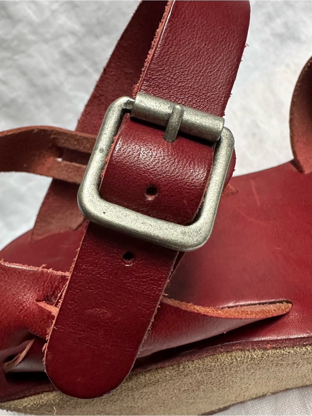 A.P.C. Paris Judith Burgundy Tanned Leather Wedge Sandals Sz 39 - Picture 2 of 10